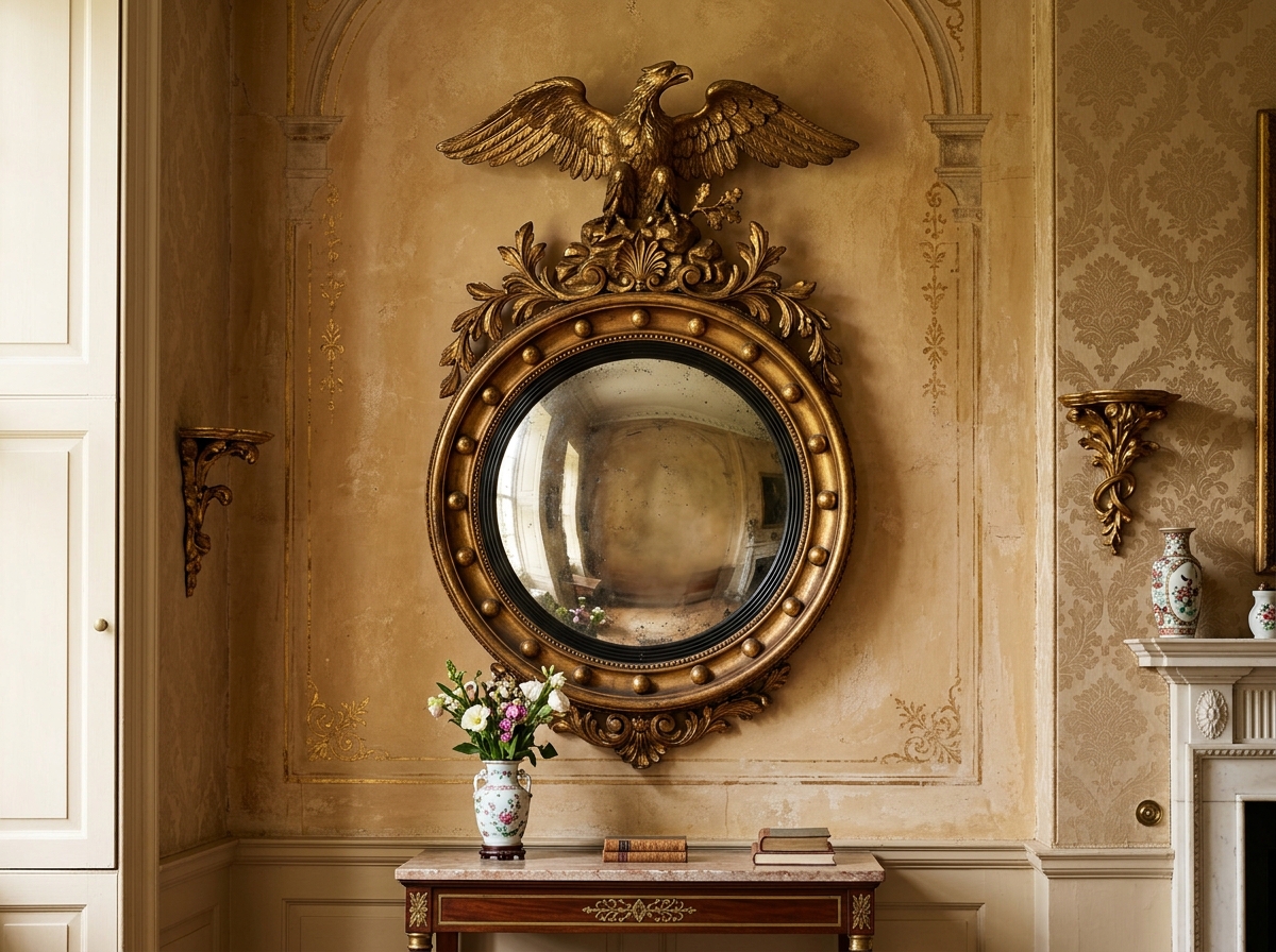 Regency Giltwood Convex Wall Mirror